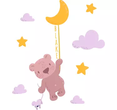 Naljepnica za djecu slatki medo s balonom - TenStickers