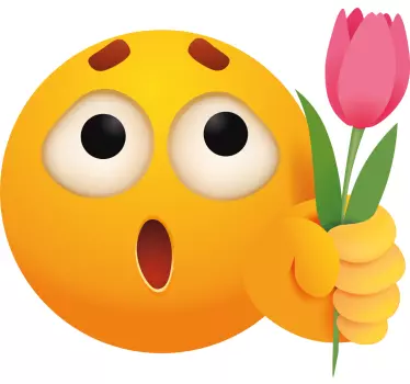 Naljepnica iznenađenog emotikona s cvijetom - TenStickers