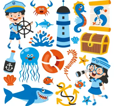 Naljepnica za djecu s dizajnom pomorske avanture - TenStickers