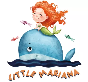 Naljepnica za djecu sirena i kit - TenStickers