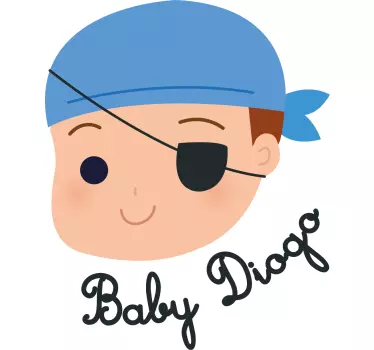 Naljepnica za djecu pirat beba s imenom - TenStickers