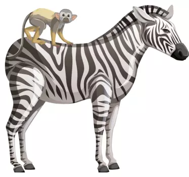 Naljepnica za djecu zebra s majmunom - TenStickers
