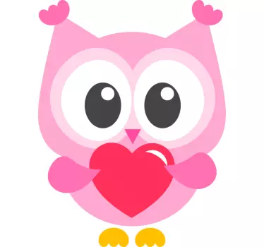 Naljepnica za djecu slatka ružičasta sova - TenStickers
