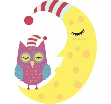 Naljepnica za djecu uspavani sova luna - TenStickers