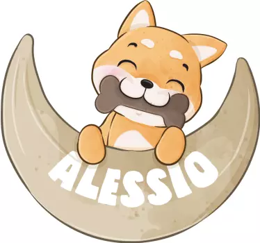 Naljepnica za djecu sretni štene s kosti - TenStickers