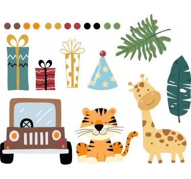 Naljepnica za djecu vesela scena safari avanture - TenStickers