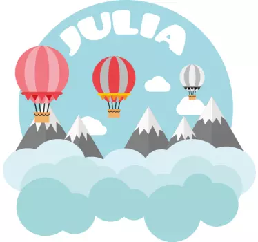 Naljepnica za djecu planine i balon s imenom - TenStickers
