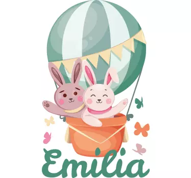 Naljepnica za djecu zečići po narudžbi u balonu - TenStickers