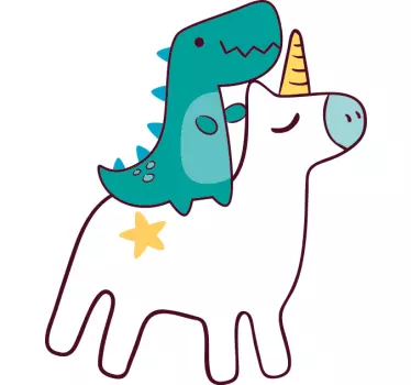 Naljepnica za djecu dinosaur jaše jednoroga - TenStickers