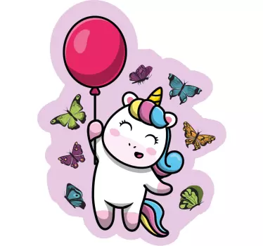 Naljepnica za djecu razigrani jednorog s balonom - TenStickers