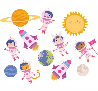 Naljepnica svemira slatka avantura astronauta - TenStickers