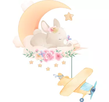 Naljepnica za djecu oblak uspavanog zeca - TenStickers