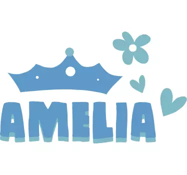 Naljepnica za djecu kruna sa srcem i imenom - TenStickers