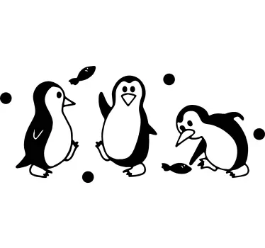 Naljepnica za djecu razigrana obitelj pingvina - TenStickers
