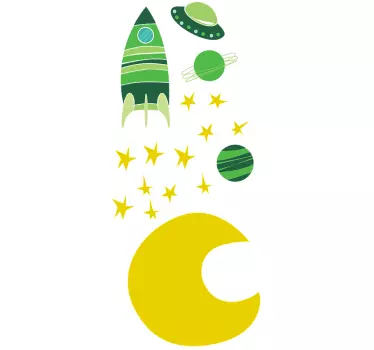 Naljepnica svemira raketa i zvijezde - TenStickers