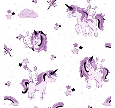 Jednorog i zec oko zvijezda naljepnice za namještaj - TenStickers