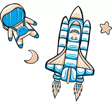 Naljepnica za djecu raketa i astronaut - TenStickers