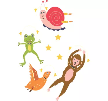 Naljepnica svemira zabavne životinje prijatelji - TenStickers