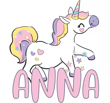 Naljepnica za djecu personalizirana jednorog kreacija - TenStickers