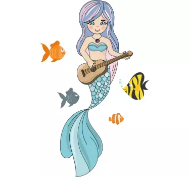 Naljepnica za djecu sirena svira gitaru - TenStickers