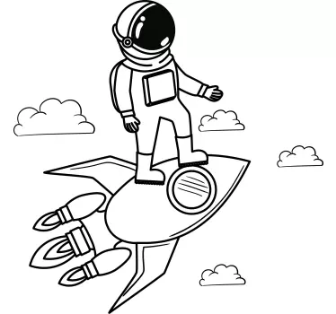 Naljepnica svemira astronaut i raketa - TenStickers