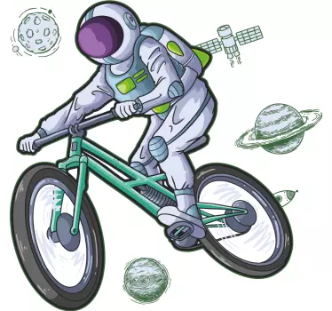 Naljepnica svemira astronautova biciklistička avantura - TenStickers