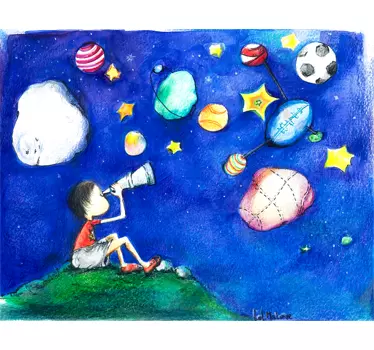 Zidni mural ilustracije za djecu zvjezdano nebo - TenStickers