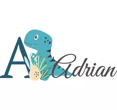 Naljepnica za bebu plavi dinosaur s imenom - TenStickers