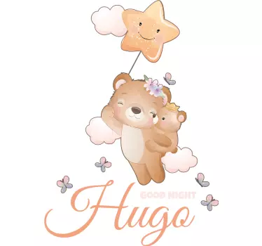 Naljepnica za bebu s visećim medvjedićem imenom - TenStickers