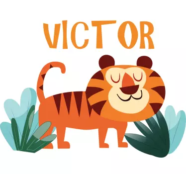 Naljepnica za djecu sretni tigar karakter - TenStickers