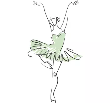 Balerina u pozi crte umjetnost ilustracija zidna umjetnost - TenStickers