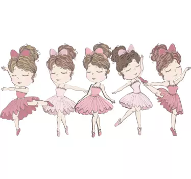 Set ružičastih balerina ilustracija zidna umjetnost - TenStickers