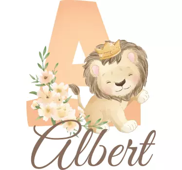 Naljepnica za djecu s imenom i cvjetnim lavom - TenStickers