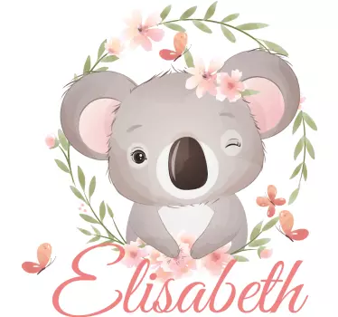 Naljepnica koala sa slatkim životinjama s imenom dječja spavaća s - TenStickers