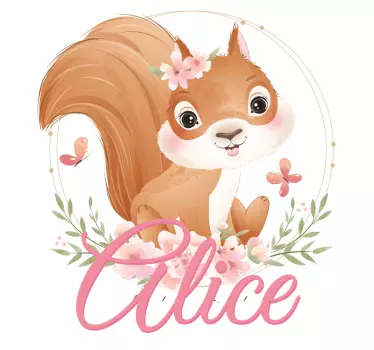 Naljepnica za djecu s imenom vjeverice iz zaljeva - TenStickers