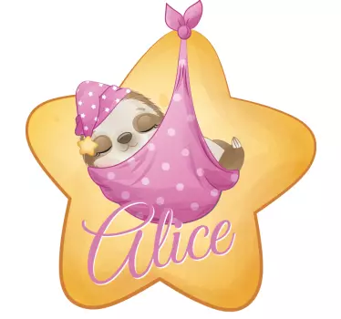 Naljepnica za djecu prilagođeni lenjivac u zvijezdi - TenStickers