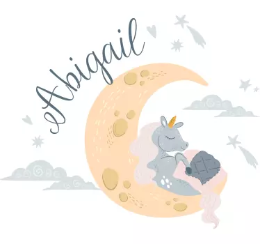 Naljepnica za djecu usnuli jednorog mjesec - TenStickers