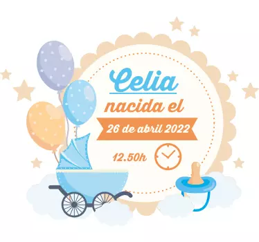 Naljepnica za djecu s podacima o rođenju - TenStickers