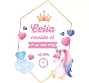 Naljepnica za djecu s informacijama o rođenju princeze - TenStickers