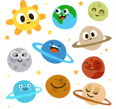 Djeca zabavni planeti zidne naljepnice - TenStickers