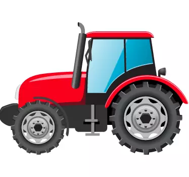 Dječja crvena naljepnica za zid traktora - TenStickers
