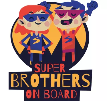 Super brat i sestra beba u autu naljepnica - TenStickers