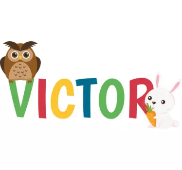 Naljepnica s ilustracijom prilagođenog naziva sova zec - TenStickers