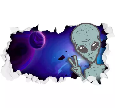 Slomljeni zid izvanzemaljac 3d naljepnica - TenStickers