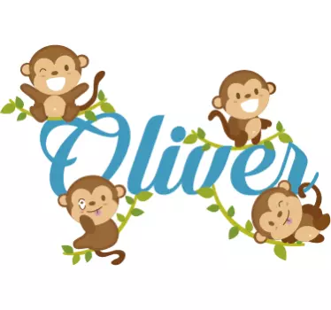 Naljepnice za zid dječje sobe Četiri smiješne majmuna - TenStickers