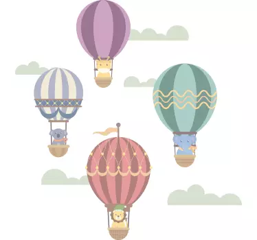 Naljepnice Ilustracije leteći baloni sa životinjama - TenStickers