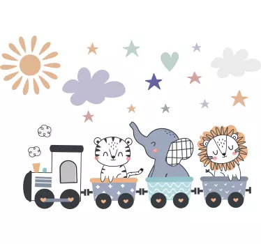 Naljepnice Ilustracije sretne životinje vlak - TenStickers