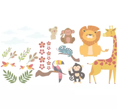 Naljepnice Ilustracije sretne životinje džungle - TenStickers