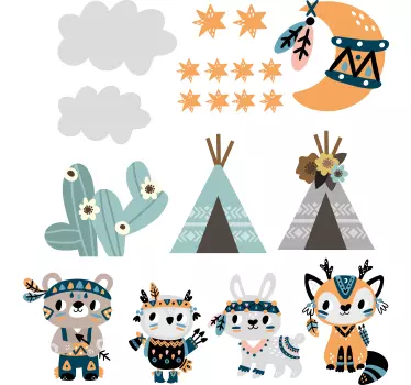 Naljepnice Ilustracije životinje u indijskom stilu - TenStickers