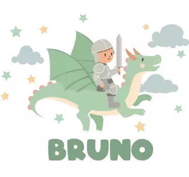 Naljepnice Ilustracije mali vitez na zmaju - TenStickers